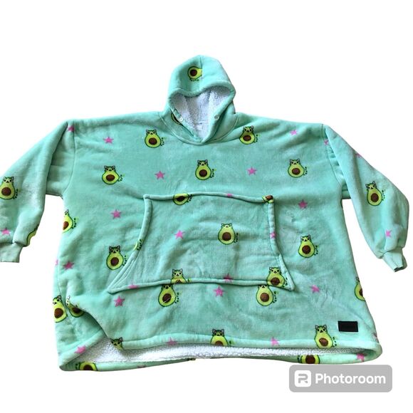 Tirrinia Wearable Blanket Snuggie Oversized Hoodie Avocado cat Blanket adult - Picture 10 of 11